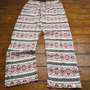 Burts Bees Baby Womens XL Pajama Pants Organic Cotton Southwestern Geometric Red